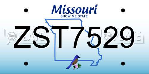ZST7529 Missouri License Plate