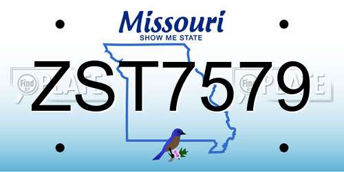 ZST7579 Missouri License Plate