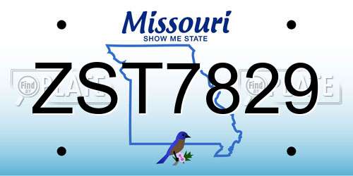ZST7829 Missouri License Plate