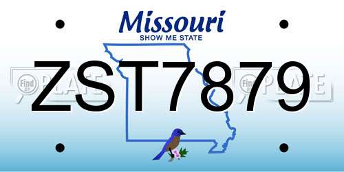 ZST7879 Missouri License Plate
