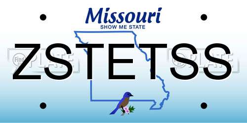 ZSTETSS Missouri License Plate