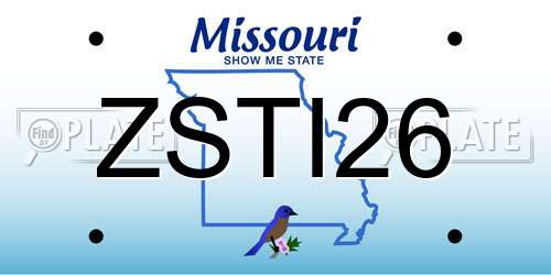 ZSTI26 Missouri License Plate