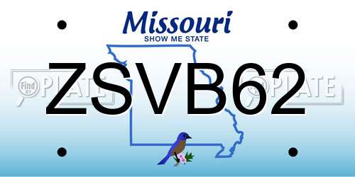 ZSVB62 Missouri License Plate