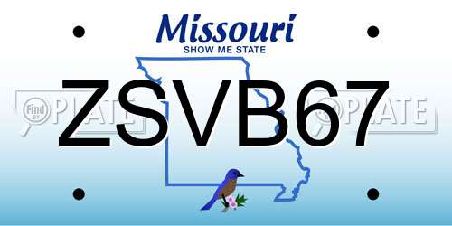 ZSVB67 Missouri License Plate