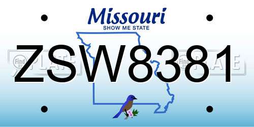 ZSW8381 Missouri License Plate