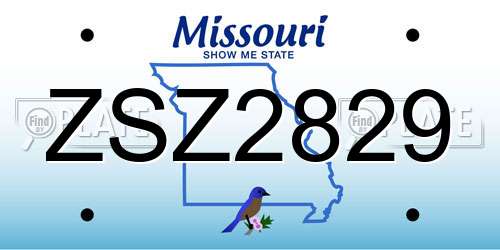 ZSZ2829 Missouri License Plate