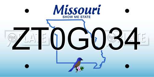 ZT0G034 Missouri License Plate