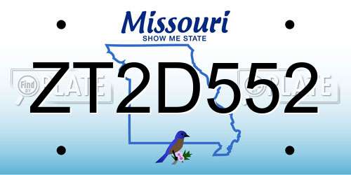 ZT2D552 Missouri License Plate