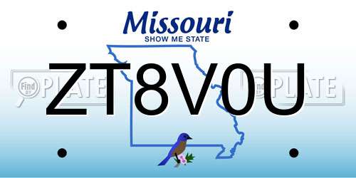 ZT8V0U Missouri License Plate