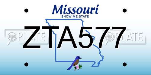 ZTA577 Missouri License Plate