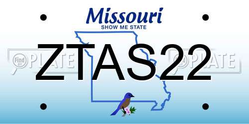 ZTAS22 Missouri License Plate