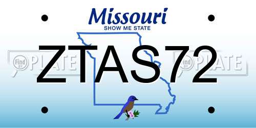 ZTAS72 Missouri License Plate