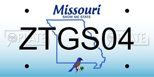 ZTGS04 Missouri License Plate