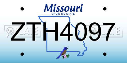 ZTH4097 Missouri License Plate