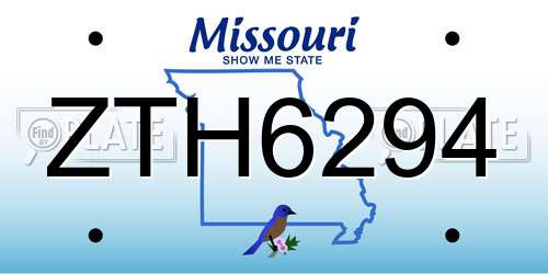 ZTH6294 Missouri License Plate