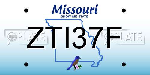 ZTI37F Missouri License Plate
