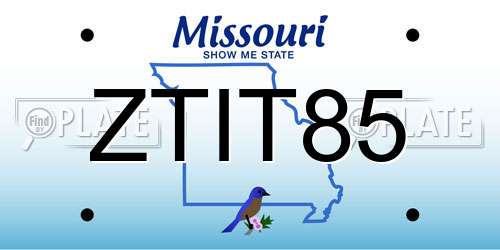 ZTIT85 Missouri License Plate
