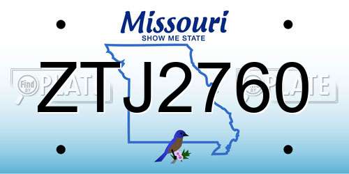 ZTJ2760 Missouri License Plate
