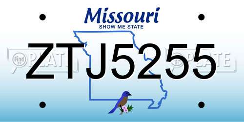 ZTJ5255 Missouri License Plate