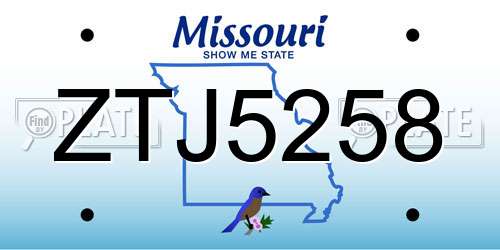 ZTJ5258 Missouri License Plate