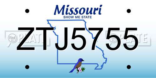 ZTJ5755 Missouri License Plate