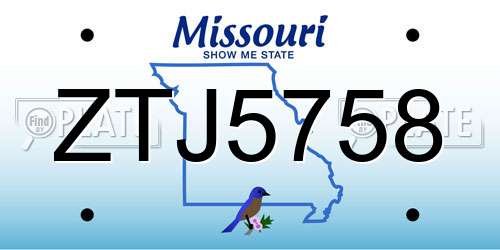 ZTJ5758 Missouri License Plate