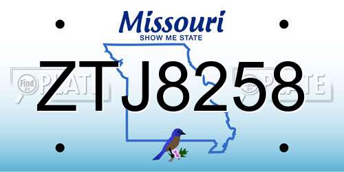 ZTJ8258 Missouri License Plate
