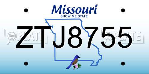 ZTJ8755 Missouri License Plate