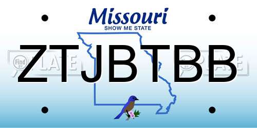 ZTJBTBB Missouri License Plate