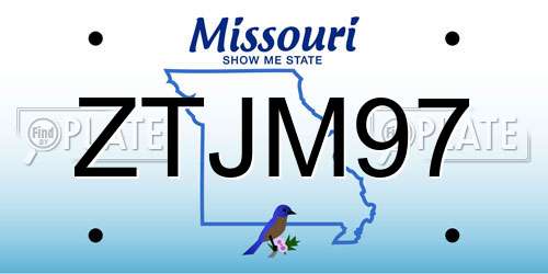 ZTJM97 Missouri License Plate
