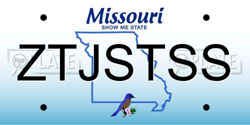 ZTJSTSS Missouri License Plate