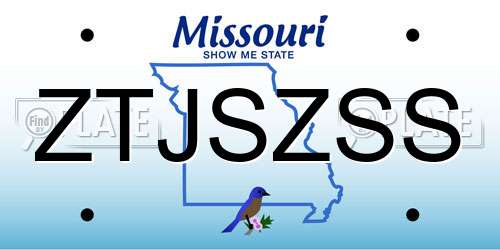 ZTJSZSS Missouri License Plate