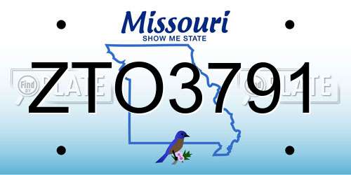 ZTO3791 Missouri License Plate
