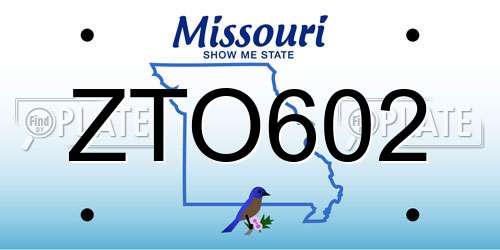 ZTO602 Missouri License Plate