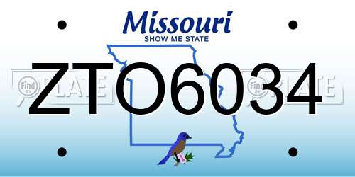 ZTO6034 Missouri License Plate