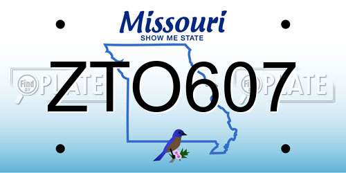 ZTO607 Missouri License Plate