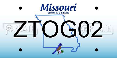 ZTOG02 Missouri License Plate