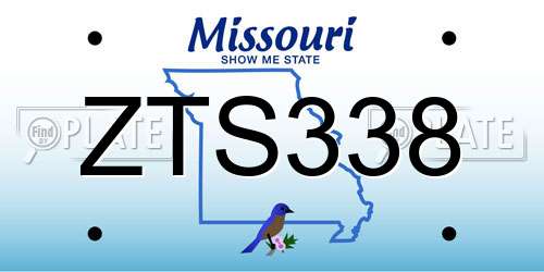 ZTS338 Missouri License Plate