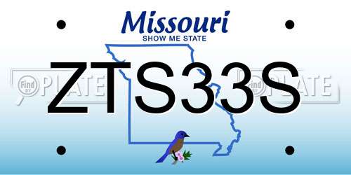 ZTS33S Missouri License Plate