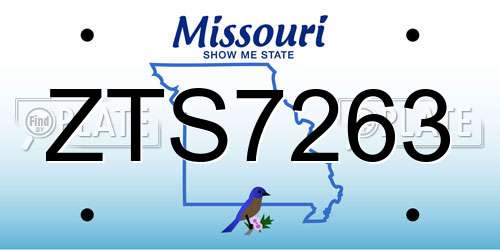 ZTS7263 Missouri License Plate