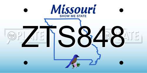 ZTS848 Missouri License Plate
