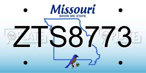 ZTS8773 Missouri License Plate