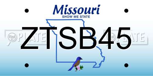 ZTSB45 Missouri License Plate