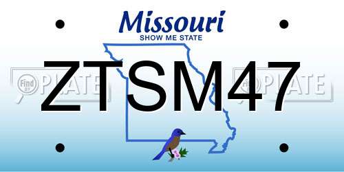ZTSM47 Missouri License Plate