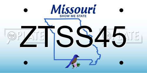 ZTSS45 Missouri License Plate
