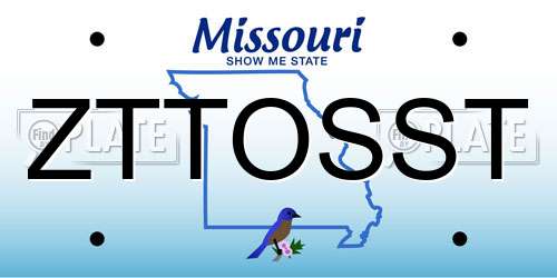 ZTTOSST Missouri License Plate