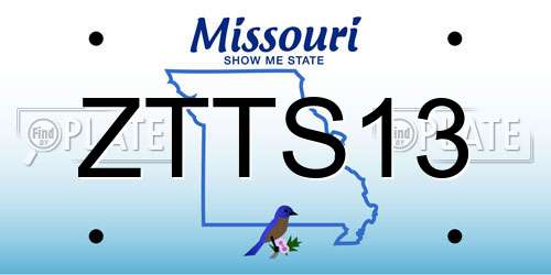 ZTTS13 Missouri License Plate