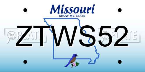 ZTWS52 Missouri License Plate