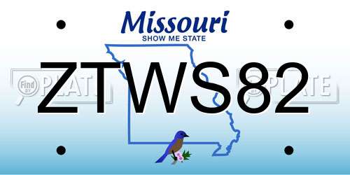 ZTWS82 Missouri License Plate