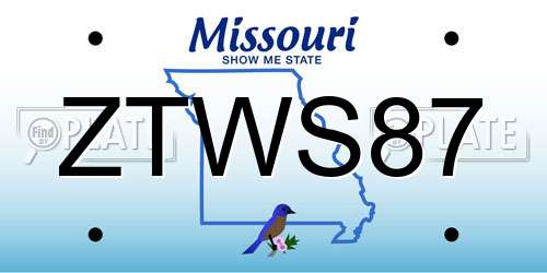 ZTWS87 Missouri License Plate